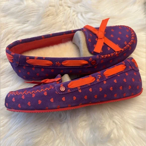 UGG Purple and Red Heart Slippers - Picture 2 of 8